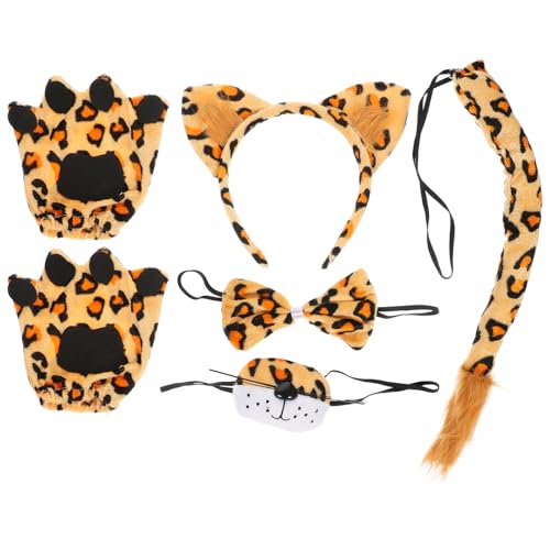 GAROZATION Leopard Kostü Set üsch Tierohren Haarband Mit Flauschigem Und Fliege Niedliches Karneval Zubehör Für Erwachsene Und Perfekt Für Kostümpartys Und Verkleidungen von GAROZATION