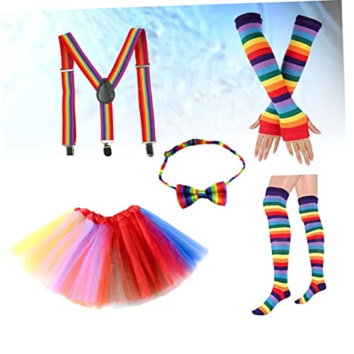 GAROZATION Regenbogen Tutu Rock Set Für ädchen Bunte Kostüme Mit Schleifen Langen Handschuhen Und Strümpfen Für Partys Und Kostümpartys Ideal Für Und Mottopartys von GAROZATION