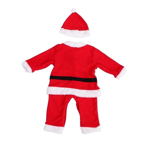 GAROZATION Kinder Weihnachtsmann Anzug Weihnachtsfeier Kostüme Jungen Weihnachten Winter Outfit 75cm Höhe Weihnachtsmann Anzug Mütze von GAROZATION