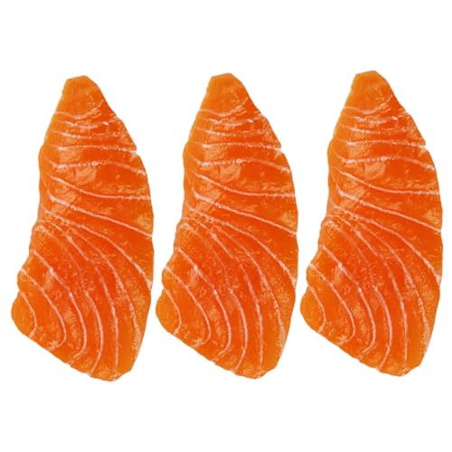 3St Simulation Lachs Simulation von Lachsmodellen realistischer Fisch hochzeitsdekoration schaukästen ziernieten simulierte Lachsrequisiten Dekorationen für Sushi-Teller PVC Orange GARVALON von GARVALON