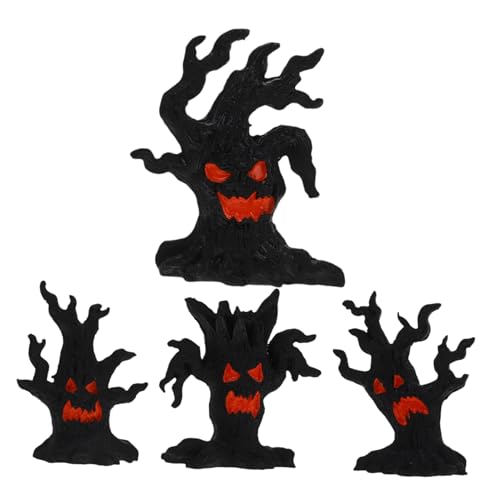 4 Stück Dekorative Ornamente Der Dryade Zubehör Für Halloween-miniaturen Halloween-Figuren Gruselige Halloween-Requisite Mini-Halloween-Ornamente Kürbisbaum Minifiguren Harz Black GARVALON von GARVALON