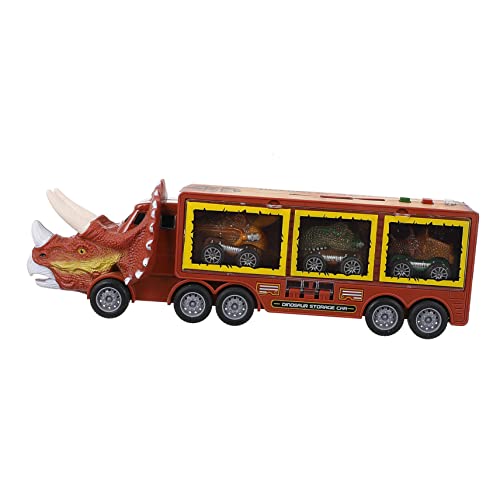 GARVALON 1 Satz Dinosaurier-LKW Motorikspielzeug Für Kinder - Hinteres Spielzeugauto Dino-Transporter-LKW Kinderauto - Zurück Dinosaurierauto Elektroauto Für Kinder Mit Knopfbatterie Brown von GARVALON