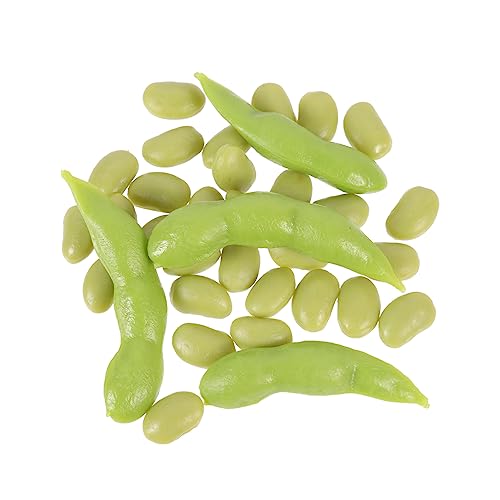 GARVALON 1 Satz Edamame Simulieren Künstliche Pflanzen Gefälschte Grüne Sojabohnen-Requisite Gefälschte Sojabohnen Gefälschte Schneebohne Fidget Slug Spielzeug Kunstgemüse Light Green PVC von GARVALON