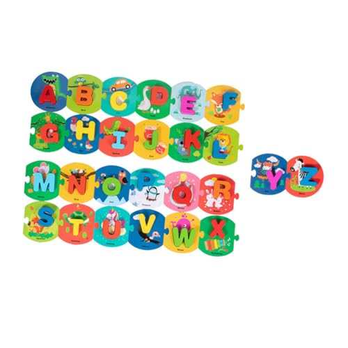 GARVALON 1 Satz Englisches Alphabet Alphabet-Matching-rätsel Puzzle-Spielzeug Bunte Buchstaben Passende Spielzeug Englisches Kinderspielzeug ABC-Puzzle-Form Lernspielzeug Hölzern Colorful von GARVALON