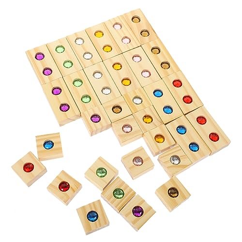 GARVALON 1 Set Holzbausteine ​​mit Edelsteineinlage Stapelspielzeug für Jungen und Mädchen pädagogisches Spielzeug für Jungen und Mädchen von GARVALON