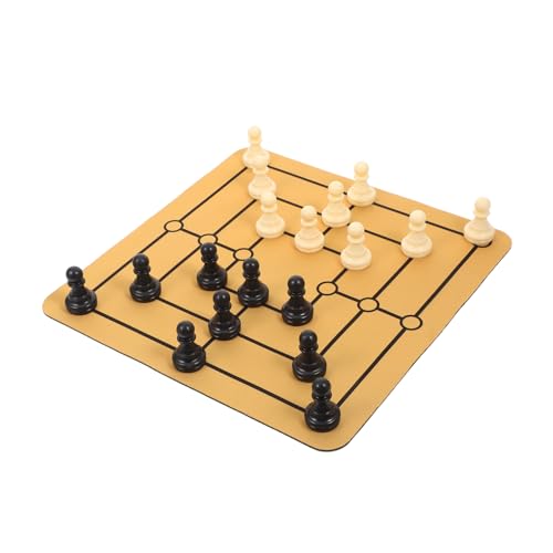 GARVALON 1 Satz Neun Figuren Schach Neun Herren Morris Board Traditionelles Spiel Tragbares Schach Traditionelle Tischplatte Spielbrettspaß Tragbares Haushaltsschachbrett Desktop-Schach Abs von GARVALON