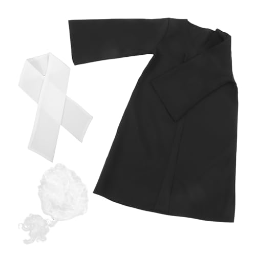 GARVALON 1 Satz Richteruniform für Jungs Haken Gerichtsverkleidung Set Richter Kleidung Kleinkind-Richterkostüm für Party Partyrichterkostüm und Perücke Polyester Black von GARVALON