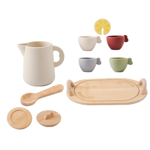 GARVALON 1 Satz Teetassenspielzeug Teegeschirr Aus Holz Für Kleinkinder Winziges Teegeschirr Tea-time-spielset Miniatur-Ornamente Nachmittagstee Spielzeug Zubereiten Kieselgel von GARVALON