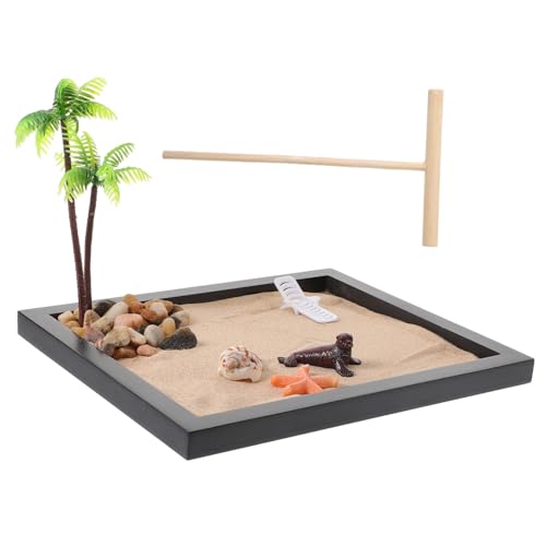 GARVALON 1 Satz Zen-Garten-Sandstrand Mini-Zen-Garten Für Den Schreibtisch Sandtischkunst Mini-palmen Dekorativer Sandkasten Sandkastenset Für Den Garten Mini-Zen-sandrechen Kies von GARVALON