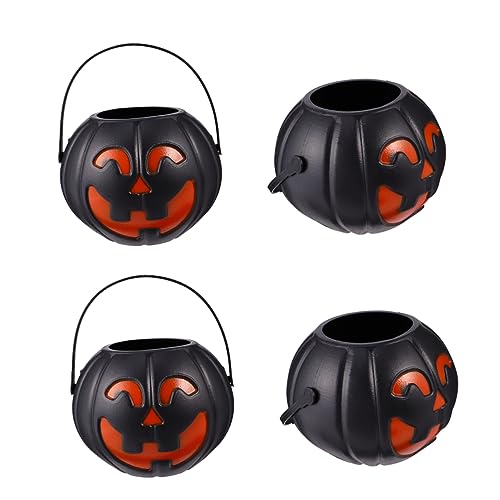 GARVALON 1 Set 12 Stück Halloween Kürbis Eimer LED Licht Dekor Künstliche Girlande Grün Kunststoff Schwarz Halloween Süßigkeiten Eimer von GARVALON