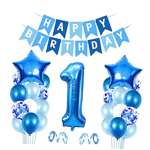 GARVALON Luftballons Happy Birthday 1 Set Geburtstagsdeko Mit Folien Stern Und Zahlenballons Latexballons Für Eine Festliche Hintergrunddekoration Perfekte Partydeko Für Jubiläen Und Feiern von GARVALON