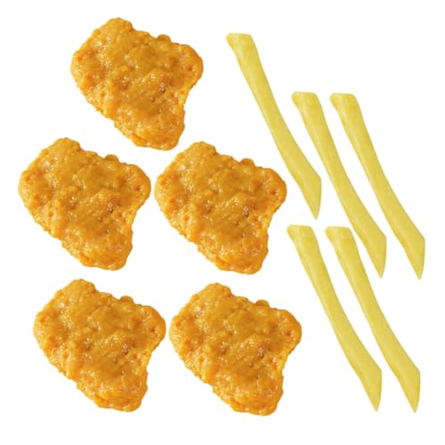 GARVALON 1 Set Gefälschte Chicken Nuggets Und Pommes Frites Imitiertes Lebensmittelmodell Künstliche Chicken Nuggets Gefälschtes Lebensmittelmodell Chicken Nuggets Requisiten von GARVALON