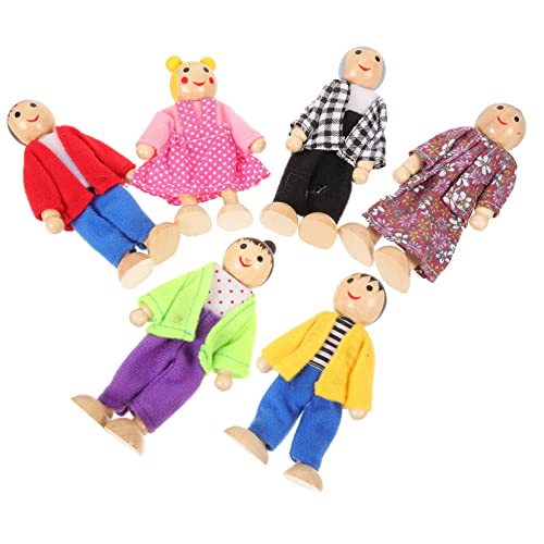 GARVALON 1 Set Holzpuppen Familie Miniatur Figuren Spielset Ideales Rollenspielzeug Für Ab 3 Jahren Bewegliche Puppen Für Kreatives Perfekt Für Puppenhäuser Und Als Zur von GARVALON