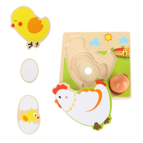 GARVALON 1 Set Kinderspielzeug Puzzle Spielzeug Für Kinder Babyspielzeug Kinderspielzeug Kleinkindspielzeug Lernspielzeug Für Kinder Holzspielzeug Hühner Legen Eier Blockspielzeug von GARVALON