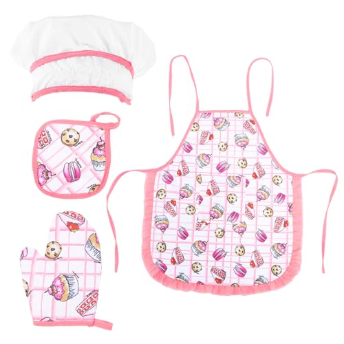 GARVALON 1 Set Kochset Für Kinder Schürze Kochkleidung Kinder Backsets Kinder Kochsets Kinderküchenzubehör Kinder Kochwerkzeuge Kinder Kochzubehör Stoff Rosa von GARVALON