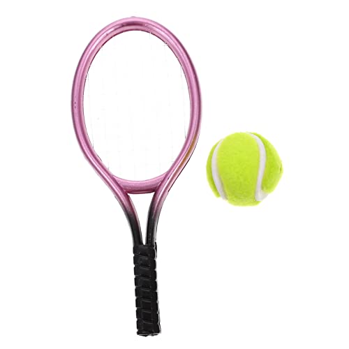 GARVALON 1 Set Mini Tennis Racket Und Tennis Modell Dekorative Miniatur Für Puppenhäuser Sportliche Ornamente Und von GARVALON