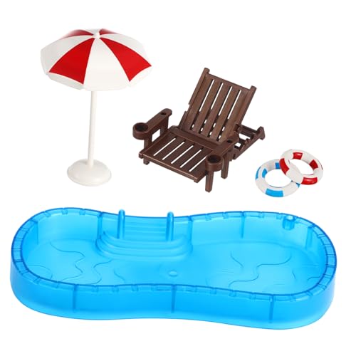 GARVALON 1 Set Miniatur Schwimmbad Zubehör Für Puppenhaus Mini Möbelmodell Und Schwimmring Ideales Mini Schwimmbecken Deko Für Kreative Spielwelten von GARVALON