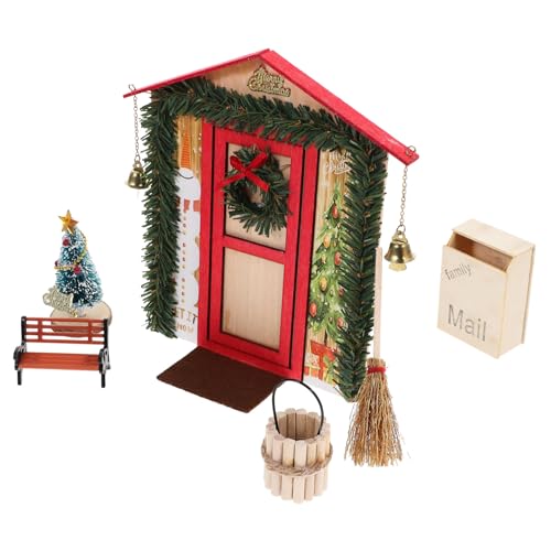 GARVALON 1 Set Puppenhaus Weihnachtsdekoration Miniatur Tür Für Puppenhaus Szene DIY Weihnachtsatmosphäre Puppenhaus Zubehör Ideales Für Und Puppenhausliebhaber von GARVALON