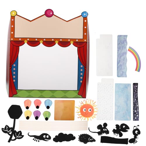 GARVALON 1 Set Schattenpuppen-Set Für Kinder, Schattenpuppen-Hintergrund, Fingerpuppen, Ständer, Puppentheater, Schattenpuppenspiel, Zubehör Für Klassenzimmer, Schule von GARVALON