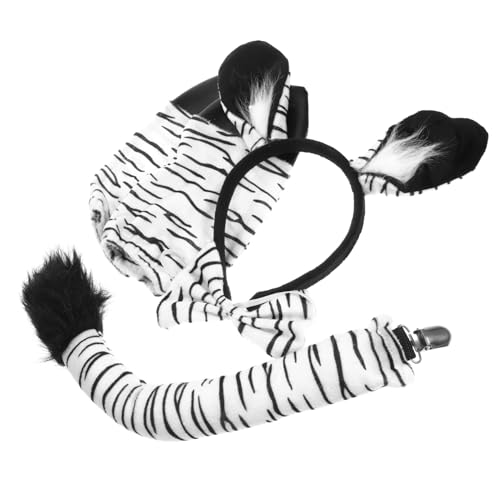 GARVALON 1 Set Zebra Kostüm Ohren Stirnband Partydekorationen Zebra Stirnband Tierschwanz Haar Accessoires Für Party Cosplay Lieferungen Dekoratives Fliege Stirnband Zebra von GARVALON