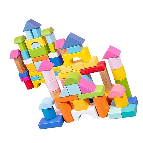 GARVALON 100 Stück Geometrische Bausteine Holzklötze Lernspielzeug Für Kinder Pädagogisches Geometrie Puzzlespiel Für Eltern Und Kinder Montessori Vorschule von GARVALON