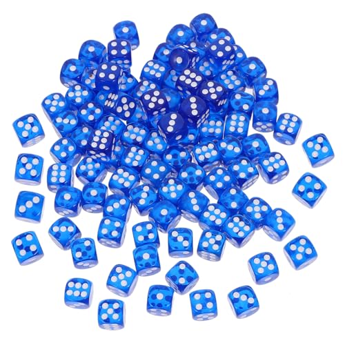 GARVALON 100St Kristallwürfel Spielwürfel Requisiten Acryl-Spielrequisite Spielzeugwürfel Spiel Würfel Würfelspielspielzeug Brettspielwürfel Würfel für Partyspiele Würfel für Spiel Blue von GARVALON