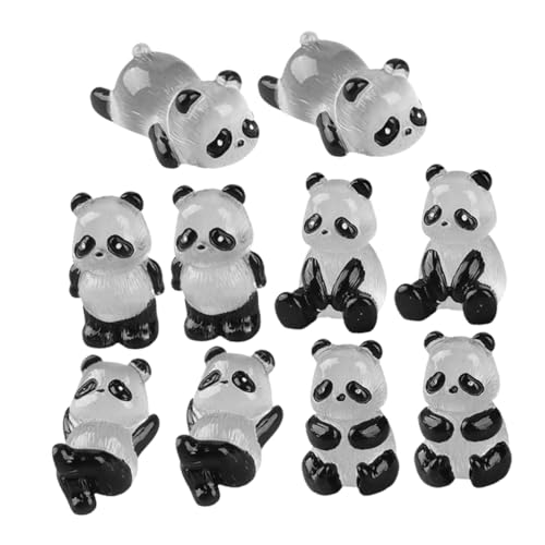 GARVALON 10St Im Dunkeln leuchtender Panda autodeko Sauf gartendeko Tierfigur Panda Tierfigur für Garten Mini-Panda Gartenlandschaft Panda-Dekoration Mini-Tierfiguren Harz Black von GARVALON