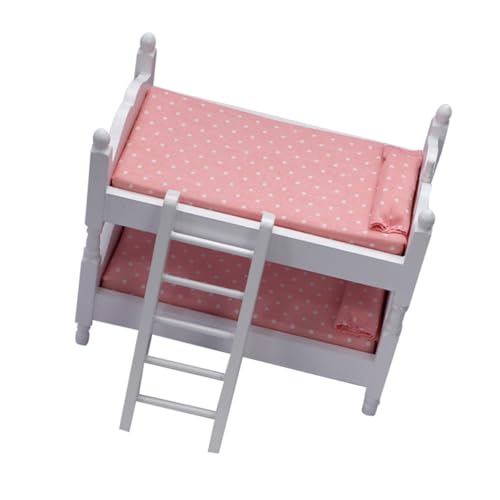 GARVALON Zubehör Puppenhaus 12 Dollhouse Doppelstockbett Mit Punkten Puppenbett Für Kinderzimmer Detailgetreues Puppenhaus Zubehör Für Kreative Spielwelten Babyzimmer von GARVALON