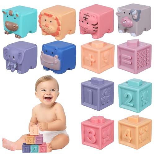 GARVALON 12 STK Holzblock Spielzeug Babyblöcke Für Die Babyparty Weiche Blöcke Weiche Babyblöcke Blöcke Für Kleinkinder Kinder Bausteine Gummiblock Gummiblöcke Weiches Gummi von GARVALON