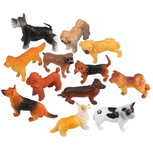 GARVALON 12 Stück Hundespielzeug Hundefiguren Deko Hundefiguren Spielzeug Mini Tiere Hundefiguren Cartoon Welpen Ornamente Kleine Hundefiguren Modellhund Miniatur Welpenfiguren von GARVALON