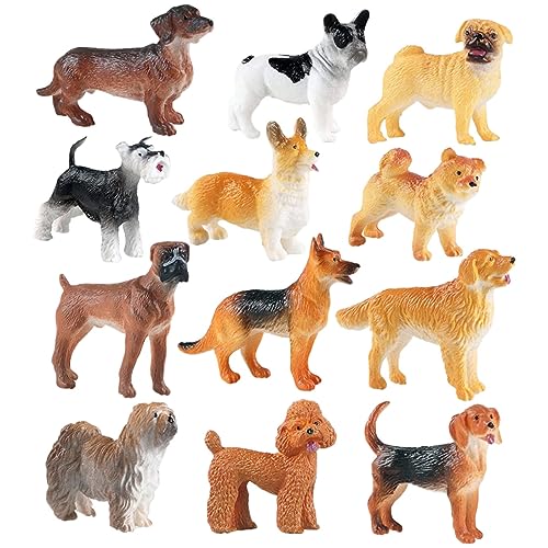 GARVALON 12 Teiliges Set Hundefiguren Realistische Welpen Statuen Für Interessante Hundedekorationen Perfekt Als Oder Für Kuchen Dekoration von GARVALON