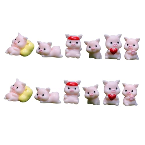 GARVALON 12St Miniatur-Schweinchen-Schmuck Miniatur-Gartendekorationen süßes rosa Schweinchen Spielzeug Cute Decor miniaturfiguren bastelset Miniatur-Schweinchenfiguren schöne Tierfigur von GARVALON