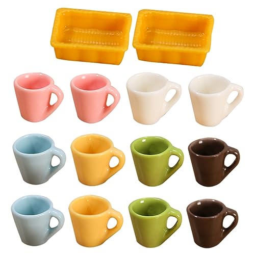 GARVALON 14 Teiliges Set Miniatur Kaffeetassen Und Teetassen Resinschalen Für Puppenhaus Dekoration 6 Farben Miniatur Geschirr Zubehör von GARVALON