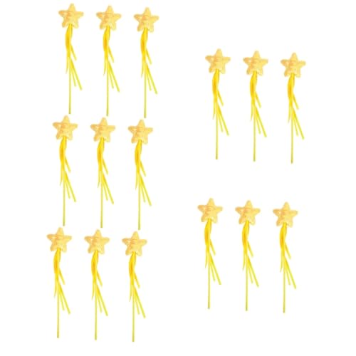 GARVALON 15 STK Zauberstab Prinzessinnen-Sternenstab das Blitzkostüm Massenspielzeug für Kinder Feenstäbe heeloween Fairy Wand Party-Cosplay-Fee-Zauberstäbe Kinderfeenstöcke Stoff Yellow von GARVALON