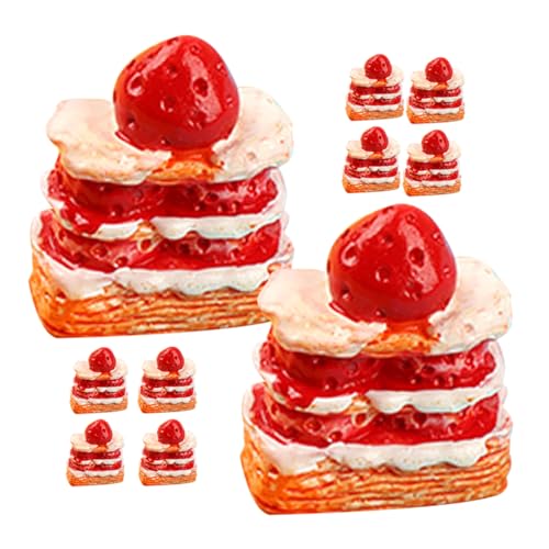 GARVALON 15 Stück Mini Dessert Fake Kuchen Künstliches Kuchenmodell Mini Kuchenmodell Rotes Harz von GARVALON