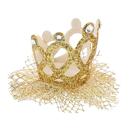 GARVALON 1Stk Krone Haarschmuck Kopfschmuck für Kinderkostüme geburtstag kopfschmuck Babyclip kinder haarschmuck haar spangen Geburtstagsgeschenk Haarnadel mit Kinderkrone Netz Golden von GARVALON