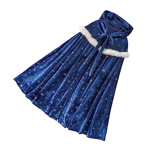 GARVALON 1stk Poncho Mit Pelzkragen Für Kinder Party-umhang Für Kinder Schicker Umhang Cosplay-umhang Für Kinder Partymantel Mantel Mit Pelzkragen Kinderzubehör Kinder Umhang Blue Samt von GARVALON