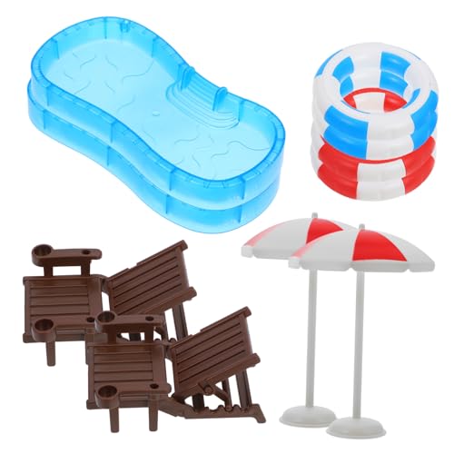 GARVALON 2 Sets Mini Schwimmbad Zubehör Für Puppenhaus Miniatur Strandliegestuhl Und Modelle Puppenhaus Dekoration Für Kreative Spielwelten von GARVALON