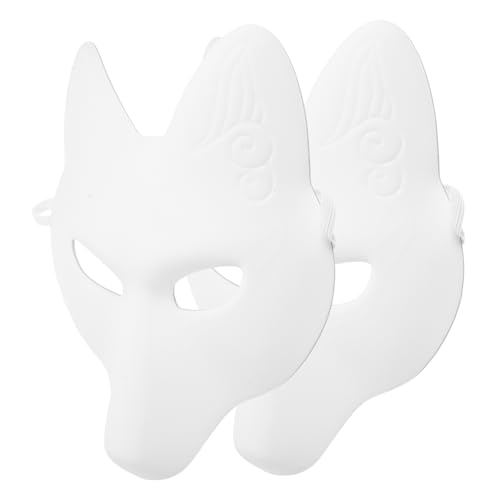 GARVALON 2 Stück Blanko-maskenball-masken für Erwachsene Jungen und Mädchen Unbemalte Tiermaske Maske für Halloween Maskerade Partyzubehör von GARVALON