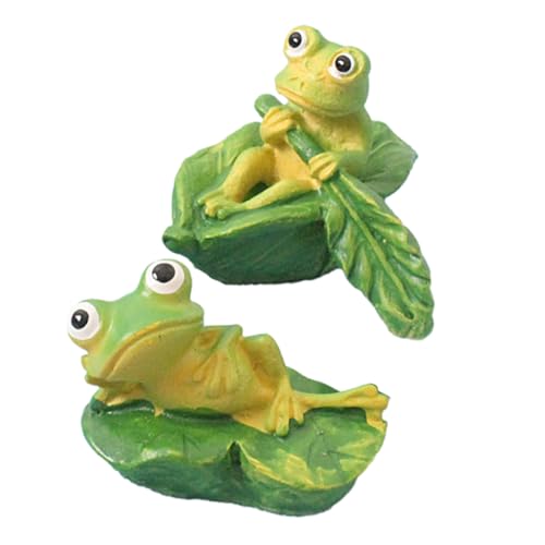 GARVALON 2 Stück Frosch Ornamente Wohnzimmer Dekor Frosch Skulpturen Dekor Schreibtisch Frosch Statue Frosch Figur Dekor Frosch Dekorationen Für Büro Figuren Heimdekoration von GARVALON