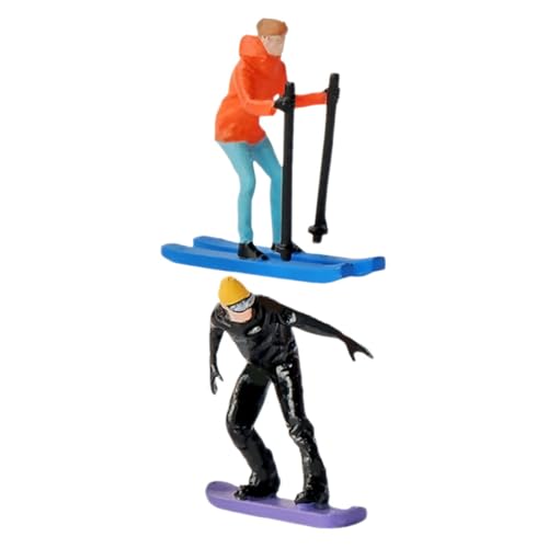 GARVALON 2 Stück Miniatur-ski-Statue Im Maßstab 1:64, Ski-Menschen-Modelle, Diorama-ski-szenen-Modell Für Puppen-ski-zubehör von GARVALON