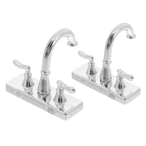 GARVALON 2 Stück Puppenhaus Wasserhahn Spielzeugmodelle Wasserhahn Für Waschbecken Ornamente Für Kinder Miniatur Wasserhahn Ornament Miniatur Zubehör Mini Ornament von GARVALON