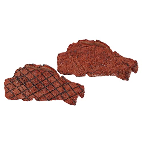 GARVALON 2 Stück Steak Modell, Gefälschte Steak Ornamente, Spielset Mit Gefälschtem Fleisch, Künstliche Steak Ornamente, Gefälschte Steak Requisiten, Rollenspiel Lebensmittelmodell, Kinder von GARVALON