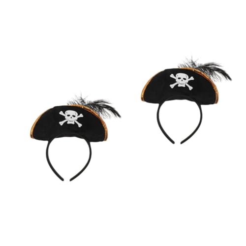 GARVALON 2 Stück -hut-stirnband Rotes Kopftuch Halloween-piratenkostüme Piraten Stirnband Frauen Piraten-cosplay-requisiten Piratenhut Für Hut-stirnband Maske Black Vlies von GARVALON