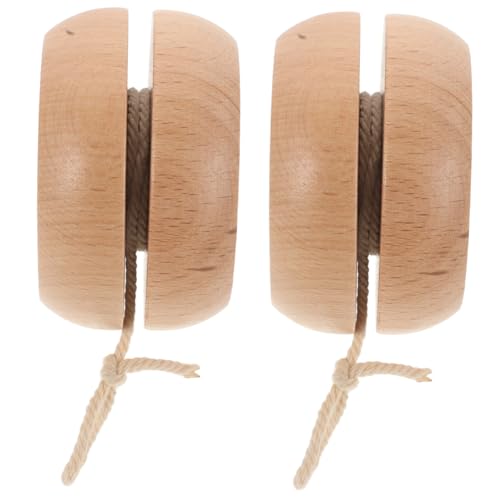 GARVALON 2 Stücke Holz Kleine Spielzeug Klassische Holz Yo-yos Lustige Responsive Yoyo Kinder Spielzeug Holz Yo-yos Für Anfänger Frühe Bildung von GARVALON