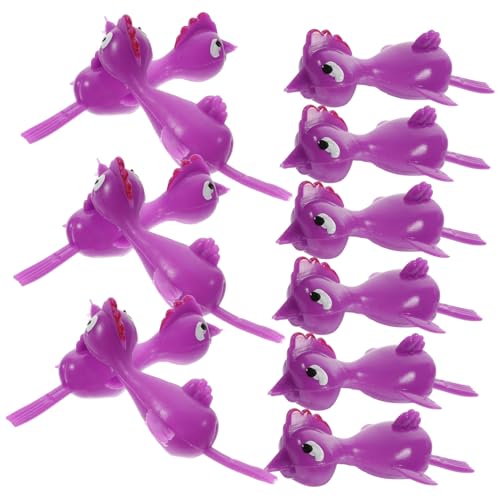 GARVALON 20st Katapult-küken-Spielzeug Partygeschenke Party-fingerspielzeug Schleuderspielzeug Hühnerschleudern Cartoon-Huhn-Spielzeug Tiere Fingerspielzeug Kinderversorgung Violett Vinyl von GARVALON