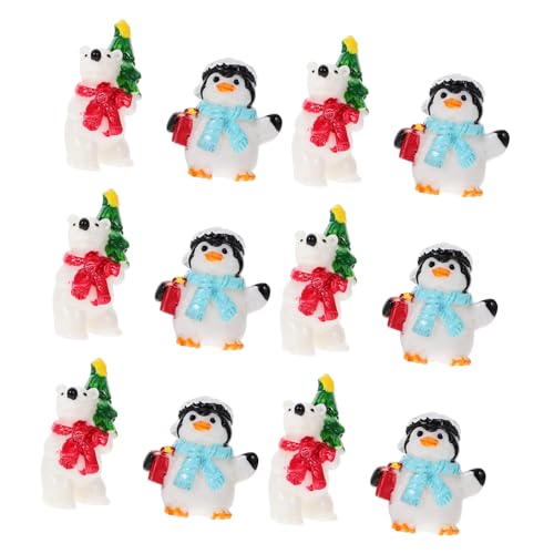 GARVALON 20st Weihnachtsmikro-szenen-verzierung Miniatur Weihnachtsfiguren Miniatur-weihnachtspinguine Miniaturen Dekorative Miniatur-weihnachtsdekorationen Schöne Minifigur Ornamente Harz von GARVALON