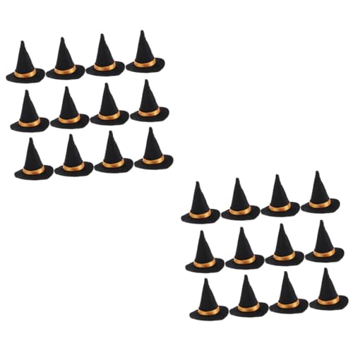 GARVALON 24 STK Mini-hexenhut Ding Halloween-weindeckel Flasche Hexenhut Halloween-hexenhandwerk Halloween-Mini-Hut Nasenporenstreifen Halloween-weinstopper Halloween-hüte Black Filzstoff von GARVALON