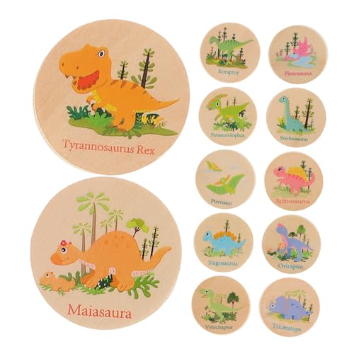 GARVALON 24-teiliges Holz-Dinosaurier-Memory-Spiel Für Kinder, Passendes Kartenspiel Für Kleinkinder, Pädagogisches Lernspielzeug, Vorschul-Matching-Spiel von GARVALON