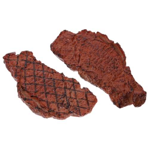 GARVALON 2St Steak-Modell gefälschtes gekochtes Steak gefälschte Steakmodelle Spielzeug für Kinder kinderspielzeug Lebensmittelmodell aus Kunststoff gefälschtes gekochtes Fleisch PVC Brown von GARVALON